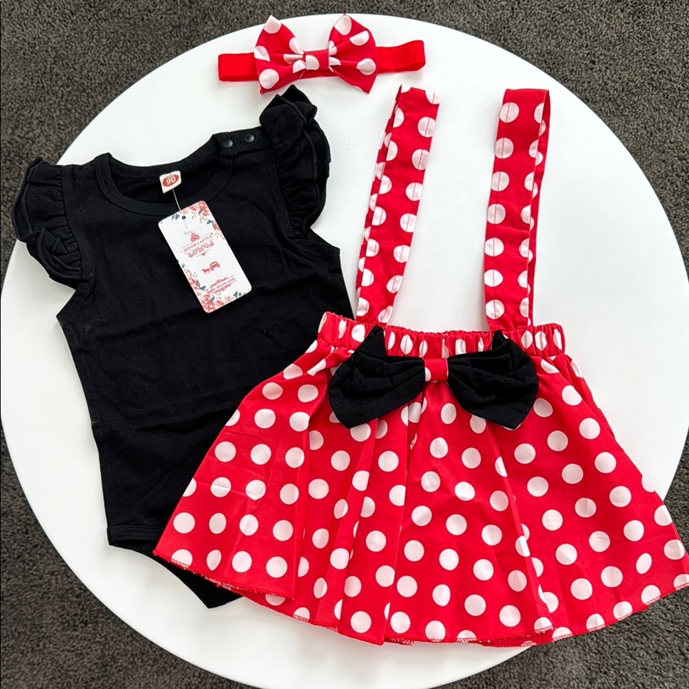 Minnie Mouse Red Polka Dot Set with Headband 2T